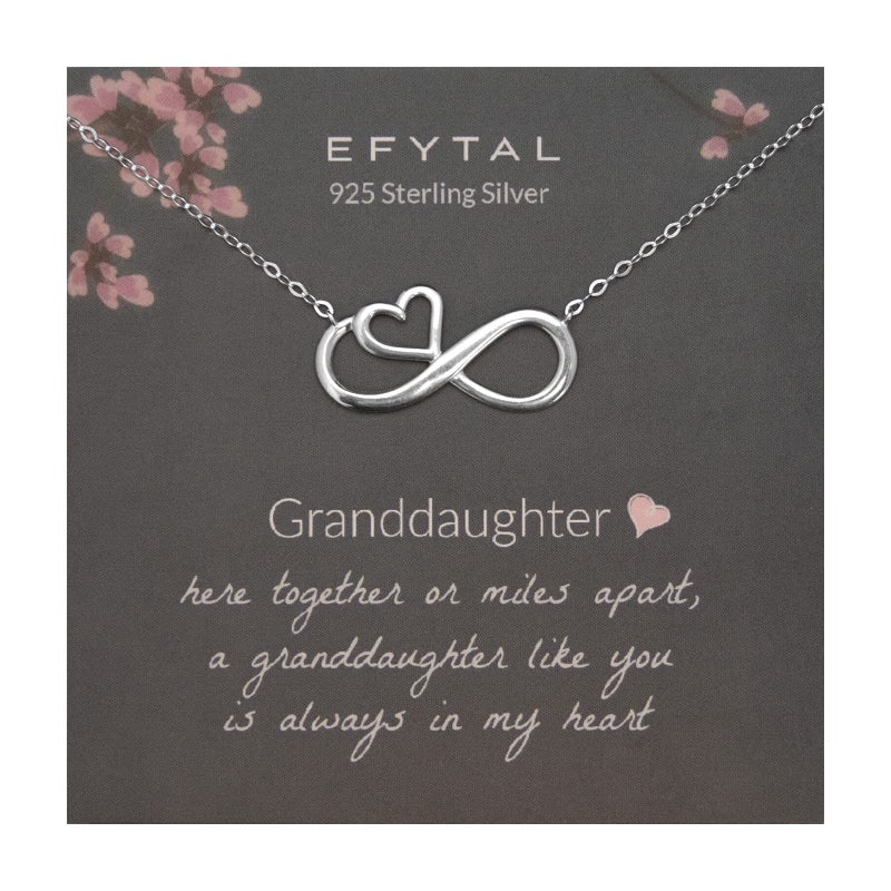 EFYTAL Granddaughter Gifts From Grandma, Granddaughter Necklace from Grandma, Sterling Silver Infinity Necklace for Women, Grand Daughter Birthday Gift for Girls Ages 8-12+ - Image 1